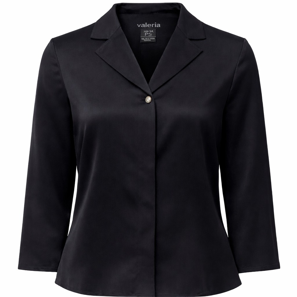Womens Black Silk Blouse Petite PS 100 Silk Minimalist Luxe Work Career Top